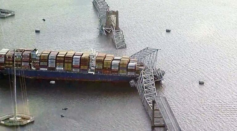 Cargo ship hits Baltimore’s Key Bridge, bringing it down; I-695 closed