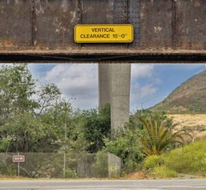 Railroad bridge vertical clearance sign