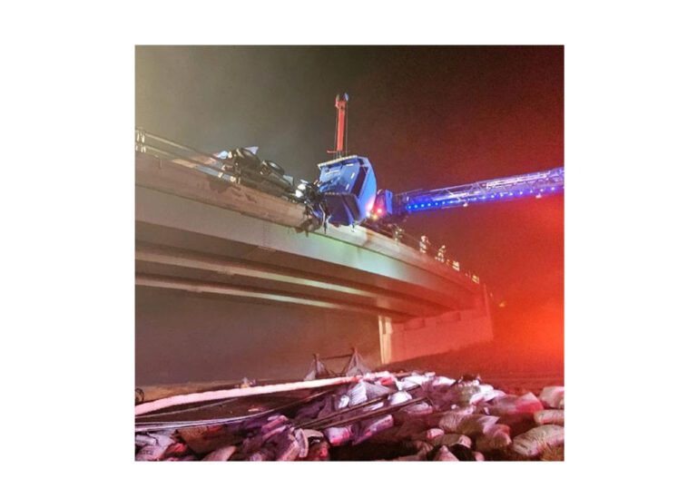 Firefighters aid trucker after rig crashes off I-86 flyover in New York