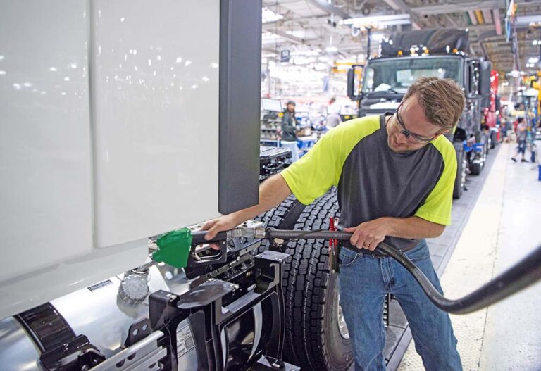 Volvo Trucks North America filling new tractors with vegetable oil at Virginia plant