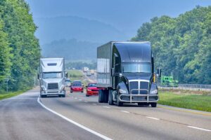 Mixed Traffic On Rural Section Of Tennessee Interstate Highway