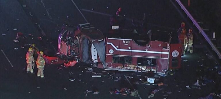 Highway crash injures 8 Southern California firefighters