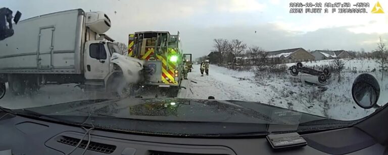 Parts of Midwest brace for ice; Michigan first responders dash to safety during major crash
