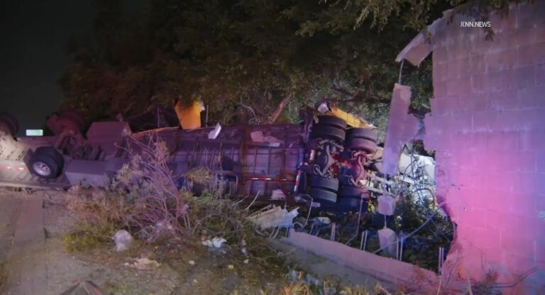 Semi hauling lumber crashes in California