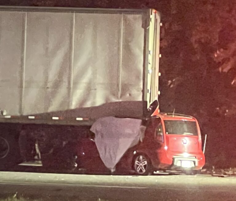 Small car rear ends tractor trailer in Indiana