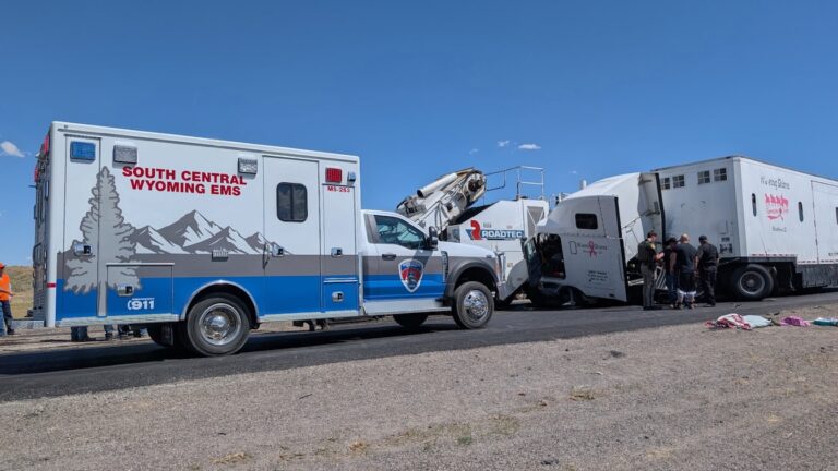 3 injured, truck driver cited in Wyoming crash