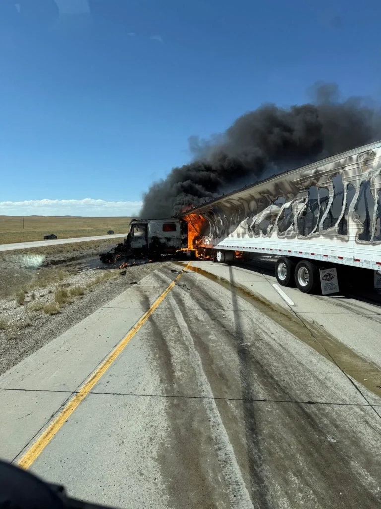 Utah crash involving two semis leaves one truck engulfed in flames
