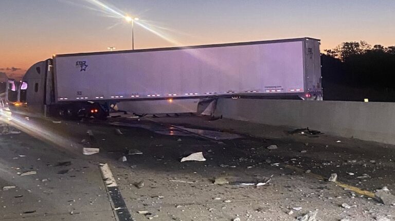 Semi crashes into barrier on Oklahoma highway