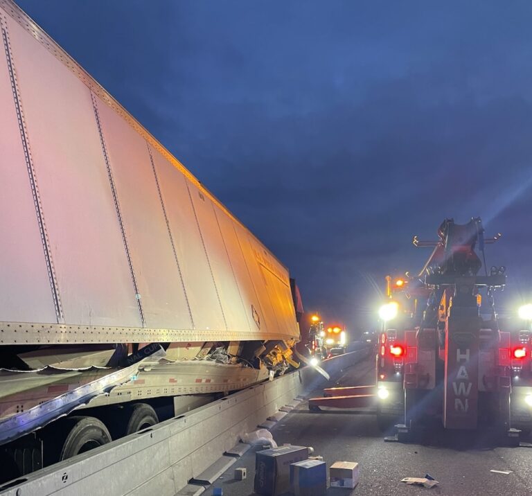 Semi hits traffic control vehicle on I-15 in Idaho