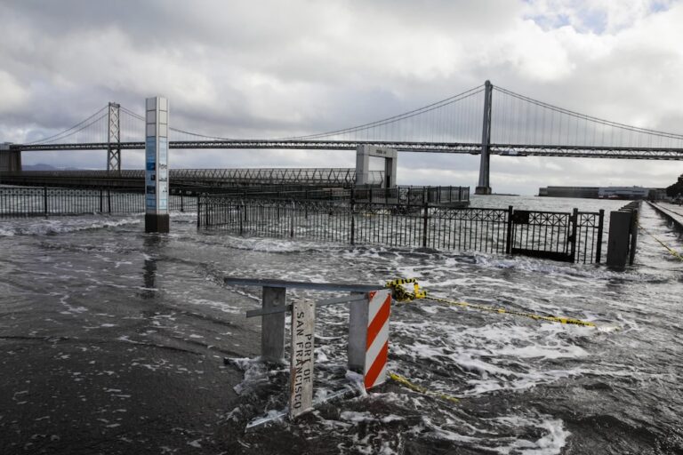 Heavy rain and high tides cause flooding along a stretch of Northern California