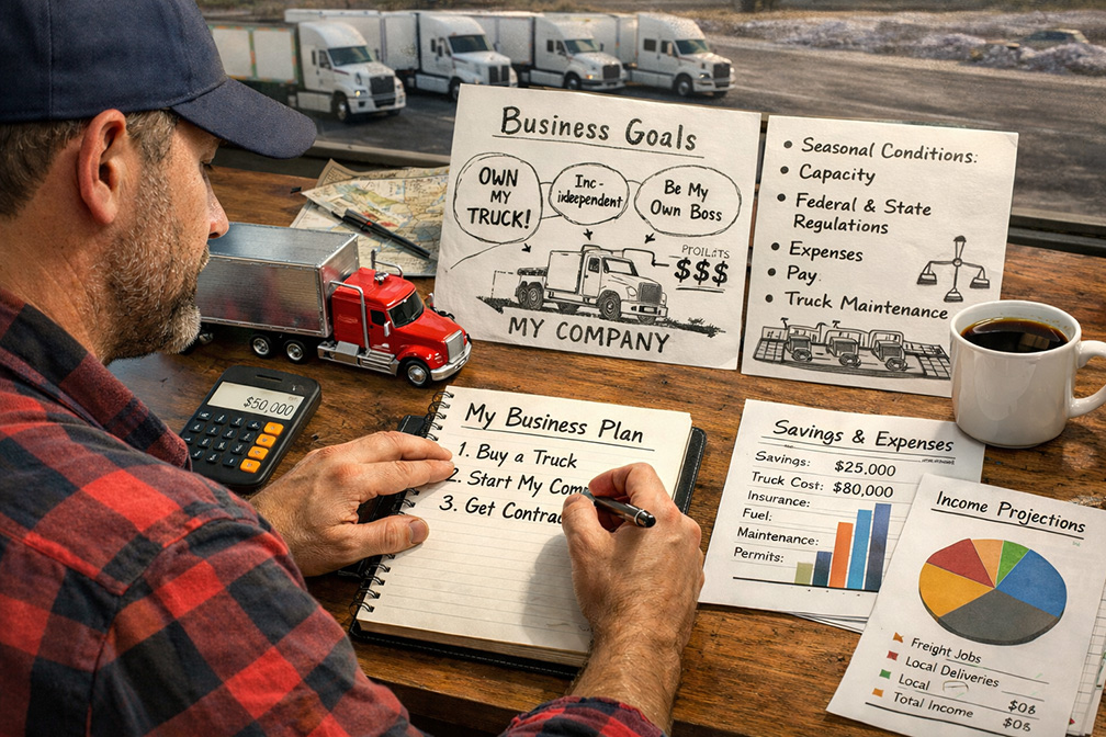 A business plan is the essential first step in starting a trucking business