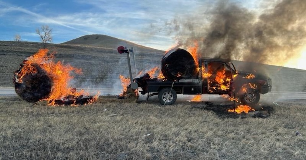 Motorist cited for causing crash at truck fire scene in Wyoming