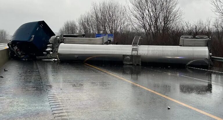Semi truck rolls over on Interstate 70 in Missouri during two-vehicle crash
