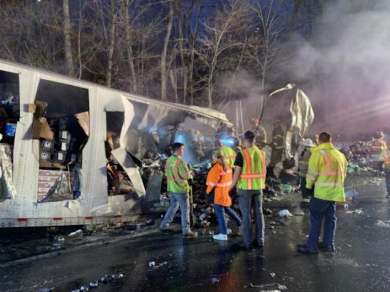 New York police respond to big rig fire on Thruway