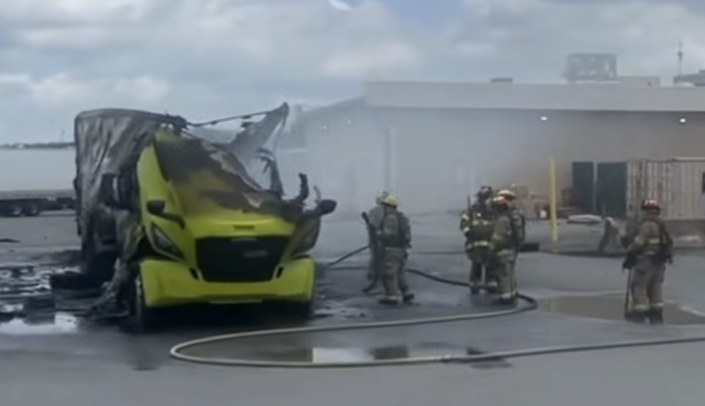 Semi catches fire at Arkansas truck stop