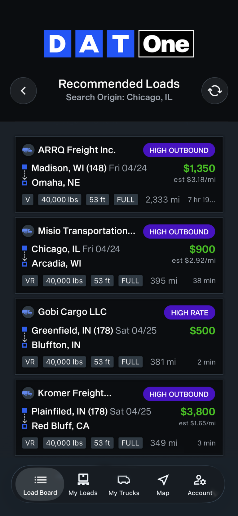 DAT introduces Load Recommendations to help carriers find freight faster in DAT One