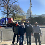 From left, representing Apex Transportation, are Dennis Atencio, vice president of risk management; Walt Schattinger, president; William “Butch” Hanna, U.S. Capitol Christmas Tree driver; Glenn McCormack, driver supervisor; and Theron Schmalzried, U.S. Capitol Christmas Tree driver. (Courtesy: James Edward Mills)