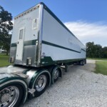 The 53-foot custom trailer includes a compact workshop so Daniel and Phyllis Snow can work on The Goose while on the road. (Linda Garner-Bunch/The Trucker) Snow Trucking Trailer