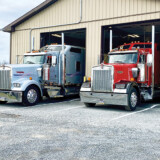 Lamar Buckwalter and his father, Mark Buckwalter, drive Kenworth W900s that have VINs that are only digits apart. They call their trucks “The Ugly Sisters.” (Photo by Lane Buckwalter)