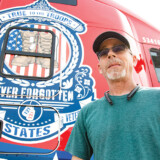 Pro driver and military veteran Steve Landon shows off his True to the Troops wrapped truck. Those Who Deliver 5