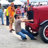 Competitors in the Strong Pull competition attempted to move a 20,000-pound antique cement mixer by brute force. (Linda Garner-Bunch/The Trucker)