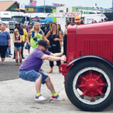 Competitors in the Strong Pull competition attempted to move a 20,000-pound antique cement mixer by brute force. (Linda Garner-Bunch/The Trucker)