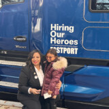 Ashley Leiva and her daughter, Olivia Miranda, pose in front of Leiva’s new Kenworth T680. (Courtesy: Kenworth)