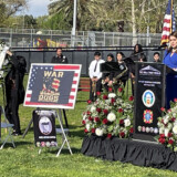 California State Sen. Sharon Quirk-Silva (District 67) of Fullerton speaks March 25, 2023, during the opening ceremony for The Wall that Heals tour stop at Hawaiian Gardens, California. (Photo by Bobby Ralston of The Trucker Media Group)