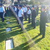 ROTC color guard prepare for the opening ceremony at Wreaths Across America on Saturday, Dec. 16, 2023, at Los Angeles National Cemetery. (Bobby Ralston/Trucker News Staff) Wreaths Across America at Los Angeles National Cemetery