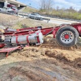 This semi was completely destroyed during an accident on Monday, March 25, 2024, in Bardstown, Ky. The truck was hauling a trailer full of horses. (Courtesy: Bardstown Fire Department) Horse trailer tragedy