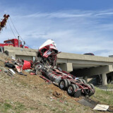 This semi was completely destroyed during an accident on Monday, March 25, 2024, in Bardstown, Ky. The truck was hauling a trailer full of horses. (Courtesy: Bardstown Fire Department) Horse trailer tragedy
