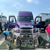 Dawson and Bobbie Taylor took home first place in the Working Truck: 2024-2019 Combination category with “Roll of the Dice,” a 2020 Freightliner Cascadia and 2024 Utility reefer trailer. The truck also took second place in the Lights at Night: Combination-Theme and Lights at Night: Combination-Most Unique categories. (Linda Garner-Bunch/The Trucker)