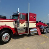 Kate Whiting took home first place in the Show Class: Bobtail category with “Cherry Pie,” a 1973 Kenworth W900A. The truck also took second place in the Polish & Detail: Bobtail and Lights at Night: Bobtail-Theme categories and third place in the Lights at Night: Bobtail-Overall Presentation category. (Linda Garner-Bunch/The Trucker)