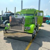 Mark Aragon took home first place in the Lights at Night: Bobtail-Most Unique category with “Slammed Distraction,” a 2003 Peterbilt 379. The truck also took second place in the Lights at Night: Bobtail-Overall Presentation category. (Linda Garner-Bunch/The Trucker)