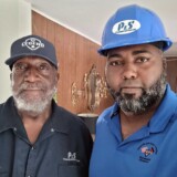 White enjoys a visit with his son Tony, who also works for P&S Transportation. (Courtesy: James White)